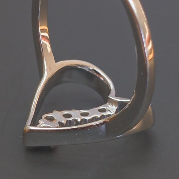 10k White Gold Open Heart Diamond Ring, Size 6.75 - Picture 10 of 16